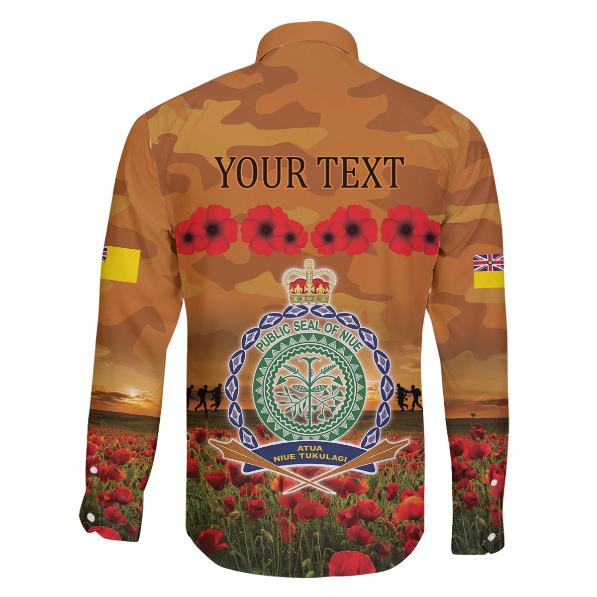 Niue ANZAC Day Personalised Family Matching Tank Maxi Dress and Hawaiian Shirt with Poppy Field LT9 - Polynesian Pride