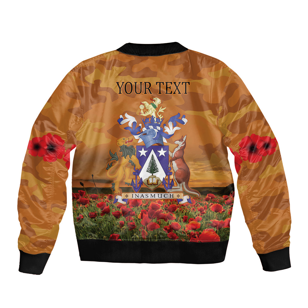 Norfolk Island ANZAC Day Personalised Bomber Jacket with Poppy Field LT9 - Polynesian Pride