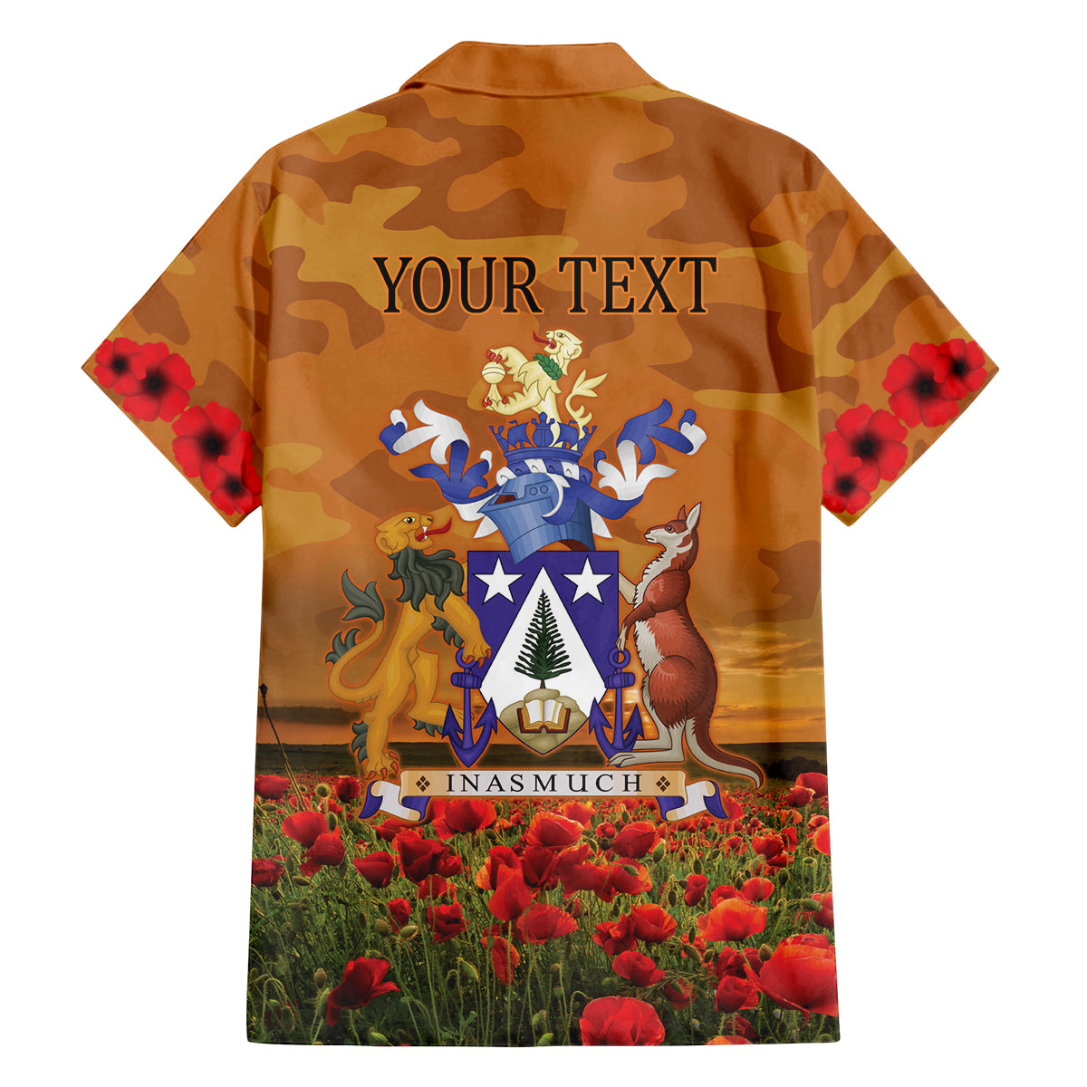 Norfolk Island ANZAC Day Personalised Family Matching Long Sleeve Bodycon Dress and Hawaiian Shirt with Poppy Field LT9 - Polynesian Pride
