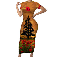 Norfolk Island ANZAC Day Personalised Family Matching Short Sleeve Bodycon Dress and Hawaiian Shirt with Poppy Field LT9 Mom's Dress Art - Polynesian Pride