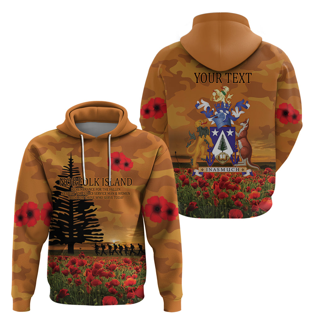Norfolk Island ANZAC Day Personalised Hoodie with Poppy Field LT9 - Polynesian Pride