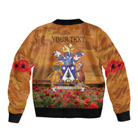 Norfolk Island ANZAC Day Personalised Sleeve Zip Bomber Jacket with Poppy Field LT9 - Polynesian Pride