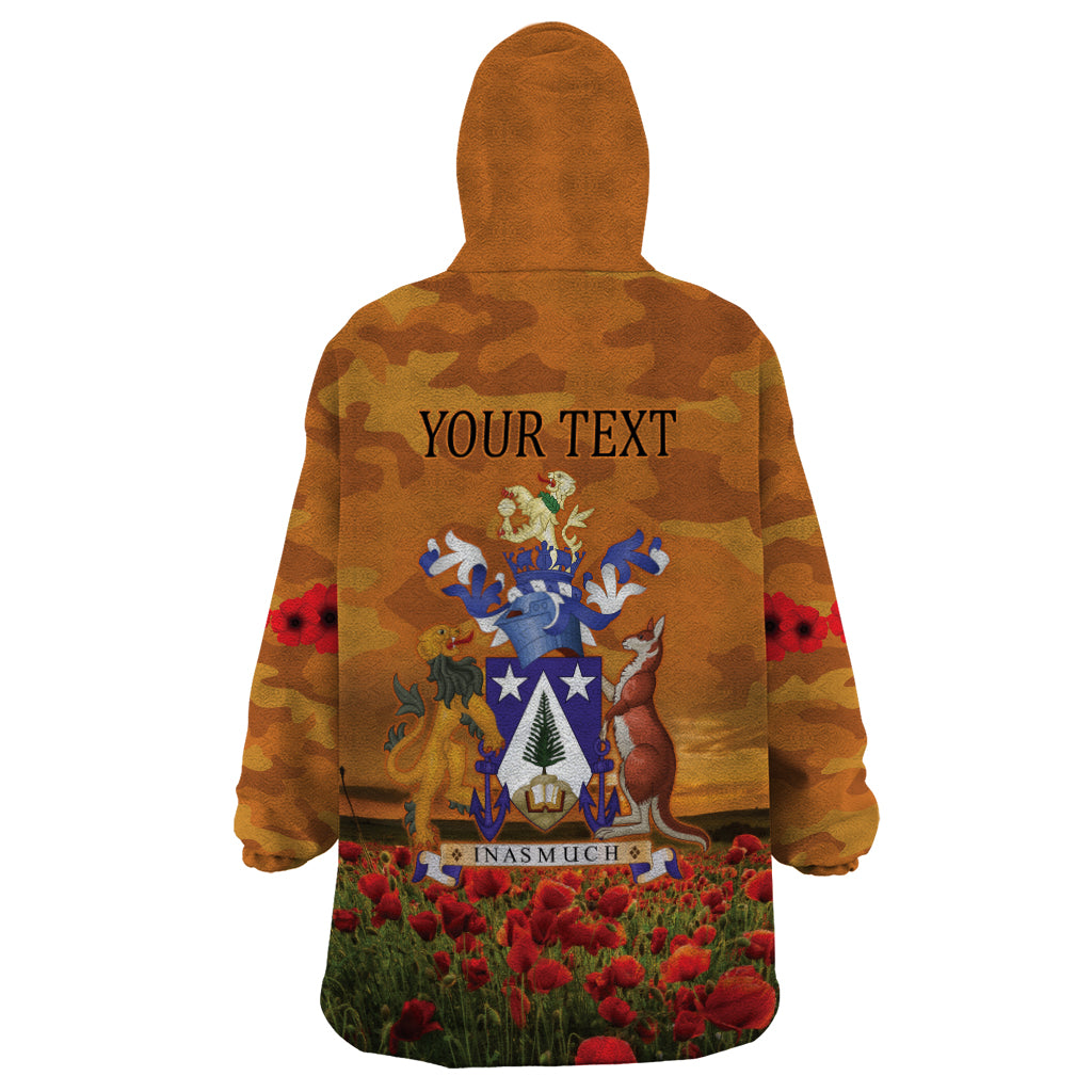 Norfolk Island ANZAC Day Personalised Wearable Blanket Hoodie with Poppy Field LT9 - Polynesian Pride