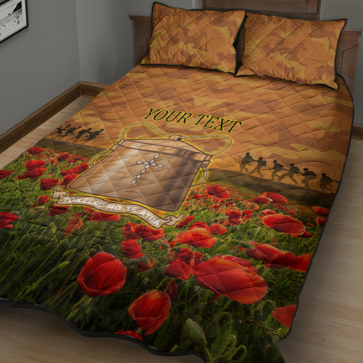 Tokelau ANZAC Day Personalised Quilt Bed Set with Poppy Field LT9 - Polynesian Pride