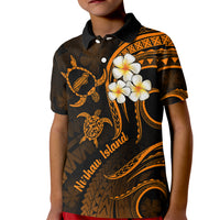Hawaii Kid Polo Shirt Niihau Islands Polynesian Sunset Plumeria Gold Vibe LT9 Kid Gold - Polynesian Pride