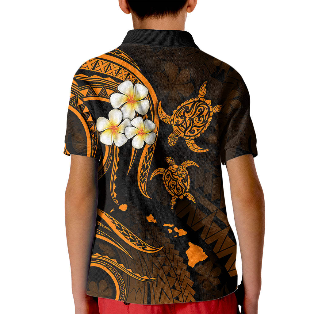 Hawaii Kid Polo Shirt Niihau Islands Polynesian Sunset Plumeria Gold Vibe LT9 - Polynesian Pride