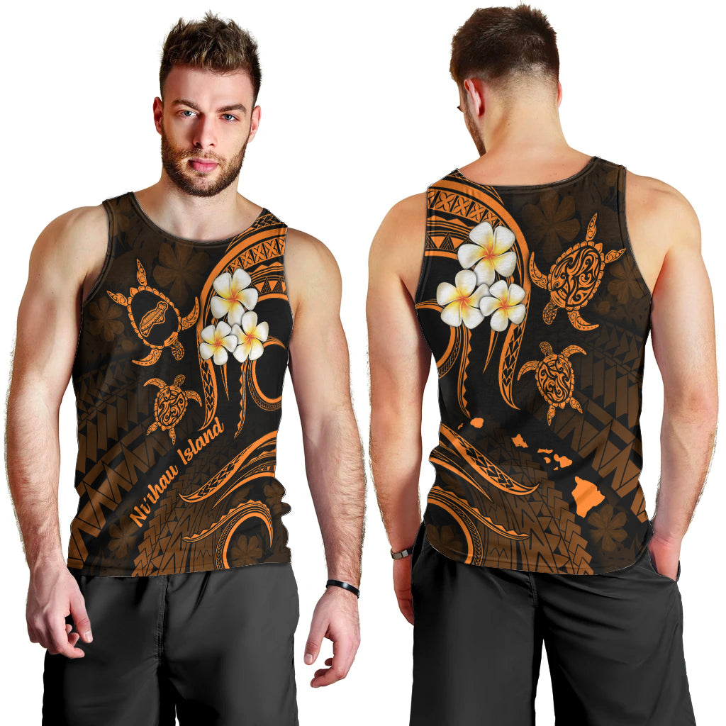 Hawaii Men Tank Top Niihau Islands Polynesian Sunset Plumeria Gold Vibe LT9 - Polynesian Pride