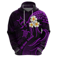 Polynesian Hawaii Hoodie Niihau Islands with Pacific Plumeria Purple Vibe LT9 - Polynesian Pride