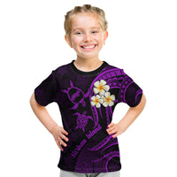 Polynesian Hawaii Kid T Shirt Niihau Islands with Pacific Plumeria Purple Vibe LT9 Purple - Polynesian Pride