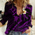 Polynesian Hawaii Women Casual Shirt Niihau Islands with Pacific Plumeria Purple Vibe LT9 Female Purple - Polynesian Pride