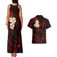 Polynesian Hawaii Couples Matching Tank Maxi Dress And Hawaiian Shirt Niihau Islands with Pacific Plumeria Red Vibe LT9 - Polynesian Pride