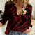 Polynesian Hawaii Women Casual Shirt Niihau Islands with Pacific Plumeria Red Vibe LT9 Female Red - Polynesian Pride