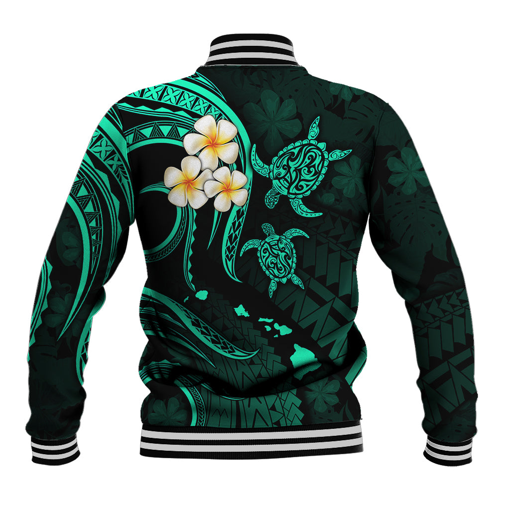 Polynesian Hawaii Baseball Jacket Niihau Islands with Pacific Plumeria Turquoise Vibe LT9 - Polynesian Pride