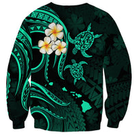 Polynesian Hawaii Sweatshirt Niihau Islands with Pacific Plumeria Turquoise Vibe LT9 - Polynesian Pride