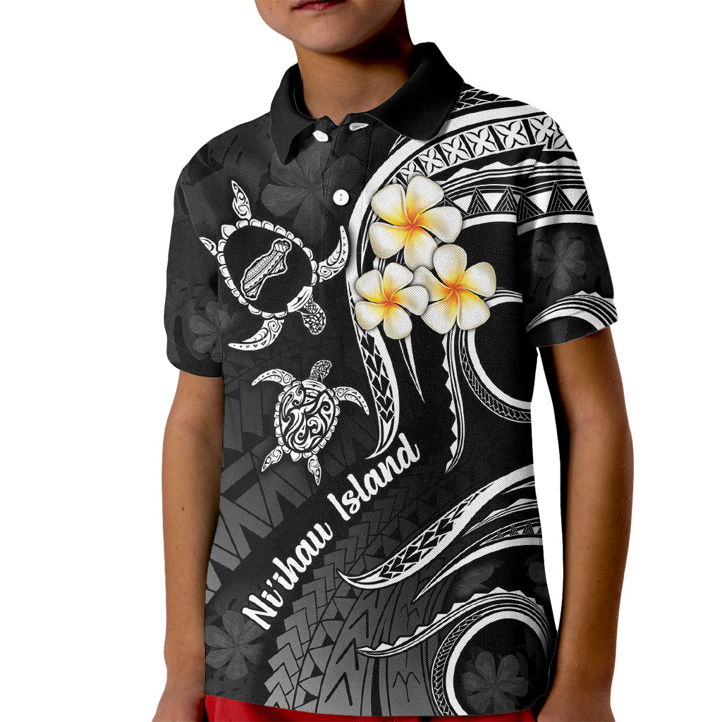 Polynesian Hawaii Kid Polo Shirt Niihau Islands with Pacific Plumeria White Vibe LT9 Kid White - Polynesian Pride