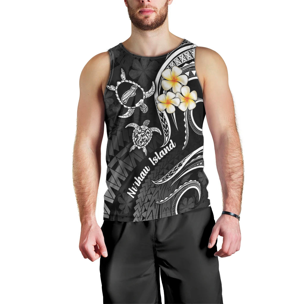 Polynesian Hawaii Men Tank Top Niihau Islands with Pacific Plumeria White Vibe LT9 - Polynesian Pride