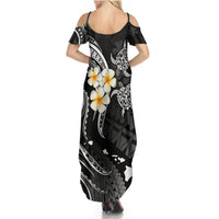 Polynesian Hawaii Summer Maxi Dress Niihau Islands with Pacific Plumeria White Vibe LT9 - Polynesian Pride