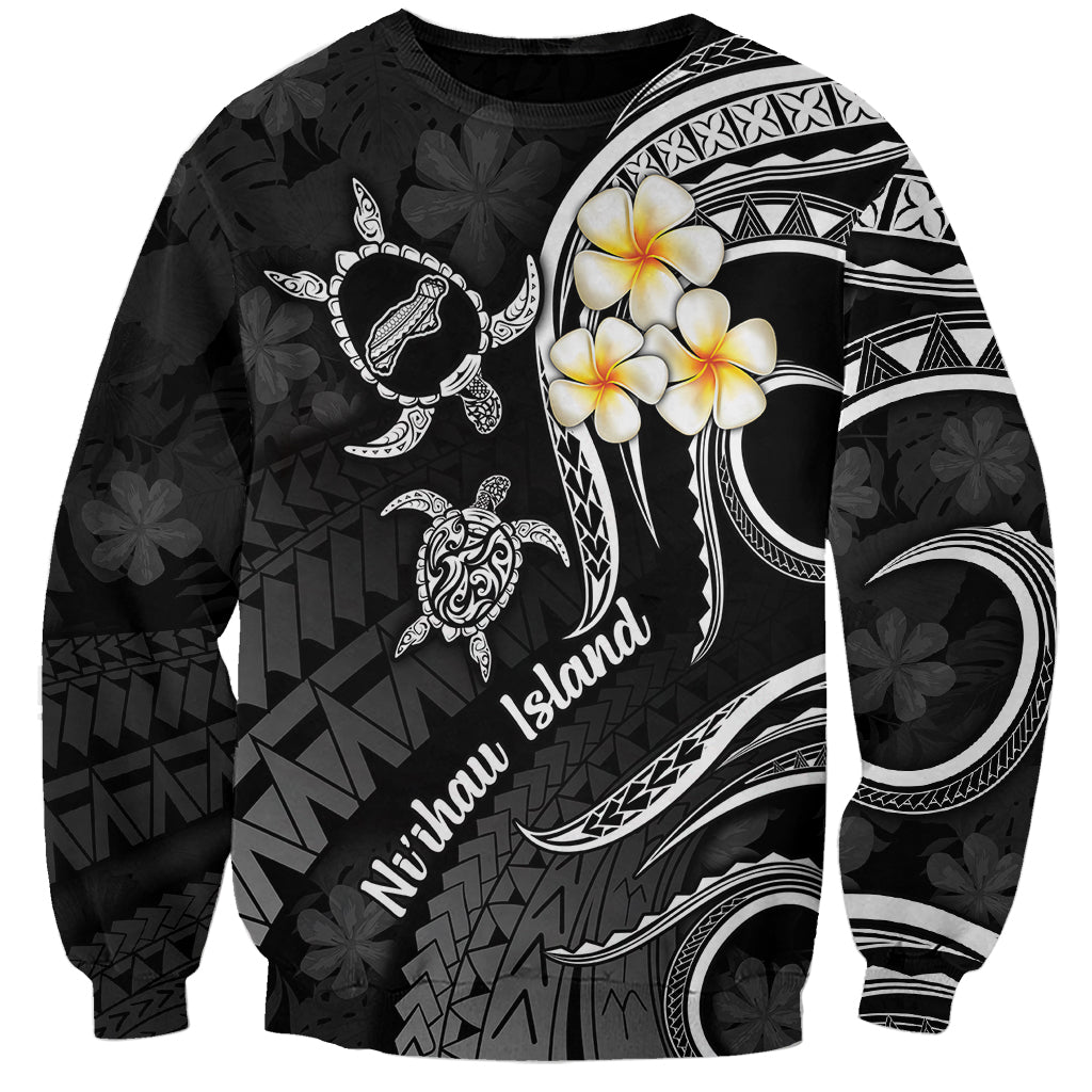 Polynesian Hawaii Sweatshirt Niihau Islands with Pacific Plumeria White Vibe LT9 Unisex White - Polynesian Pride