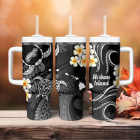 Hawaii Ni'ihau Islands Pacific Plumeria Tumbler With Handle White Polynesian Tattoo