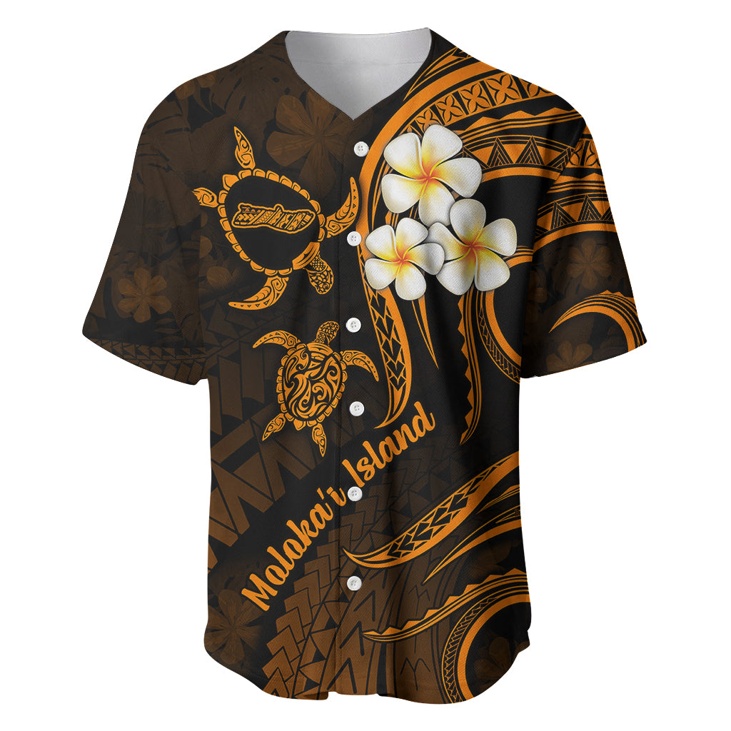 Hawaii Baseball Jersey Molokai Islands Polynesian Sunset Plumeria Gold Vibe LT9 Gold - Polynesian Pride