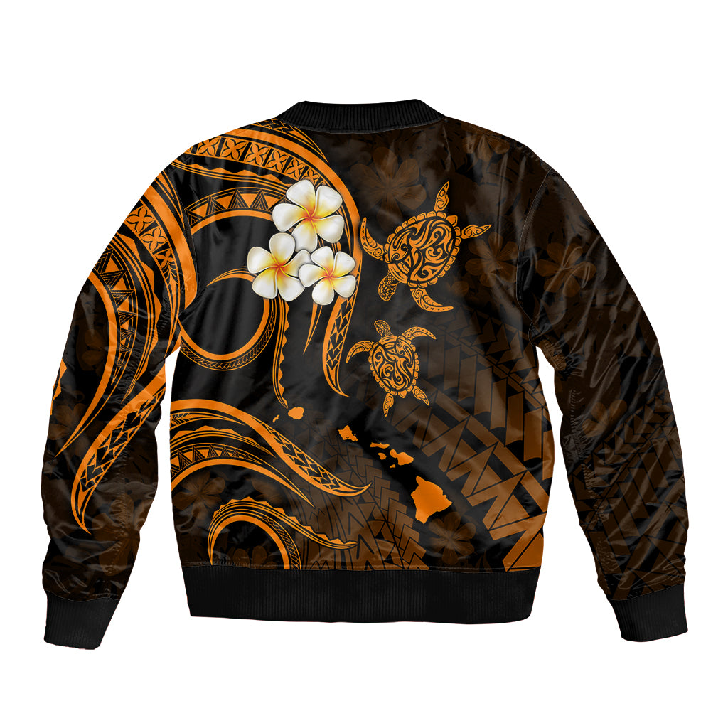 Hawaii Bomber Jacket Molokai Islands Polynesian Sunset Plumeria Gold Vibe LT9 - Polynesian Pride