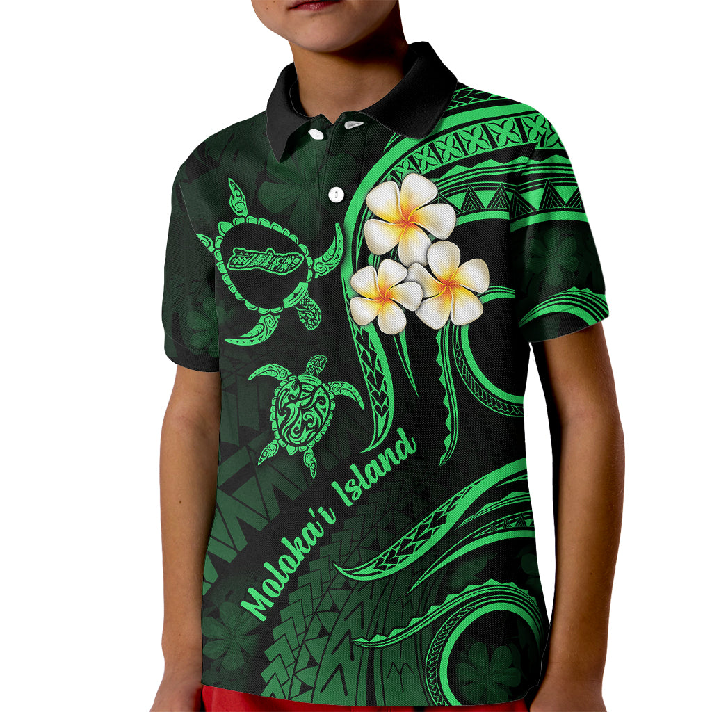Hawaii Kid Polo Shirt Molokai Islands Polynesian Sunset Plumeria Green Vibe LT9 Kid Green - Polynesian Pride
