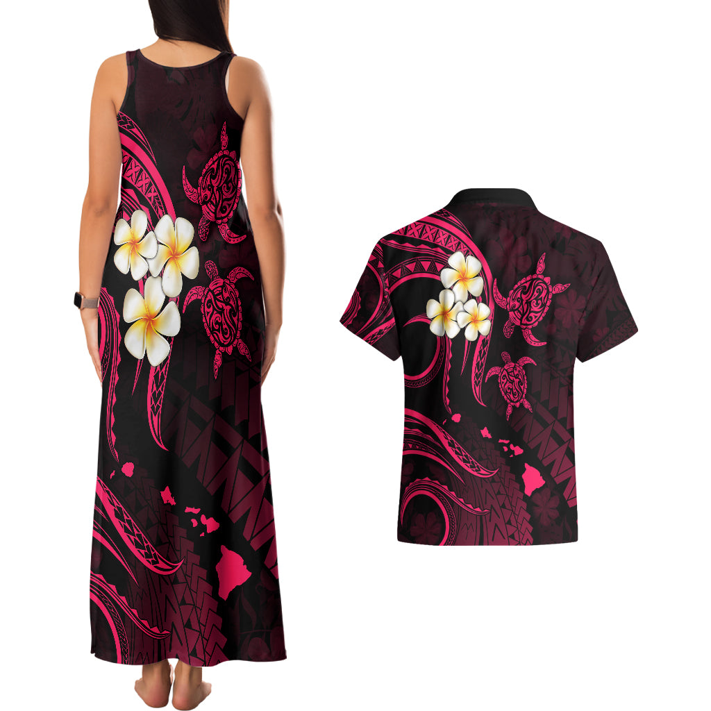 Hawaii Couples Matching Tank Maxi Dress And Hawaiian Shirt Molokai Islands Polynesian Sunset Plumeria Pink Vibe LT9 - Polynesian Pride