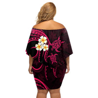 Hawaii Off Shoulder Short Dress Molokai Islands Polynesian Sunset Plumeria Pink Vibe LT9 - Polynesian Pride