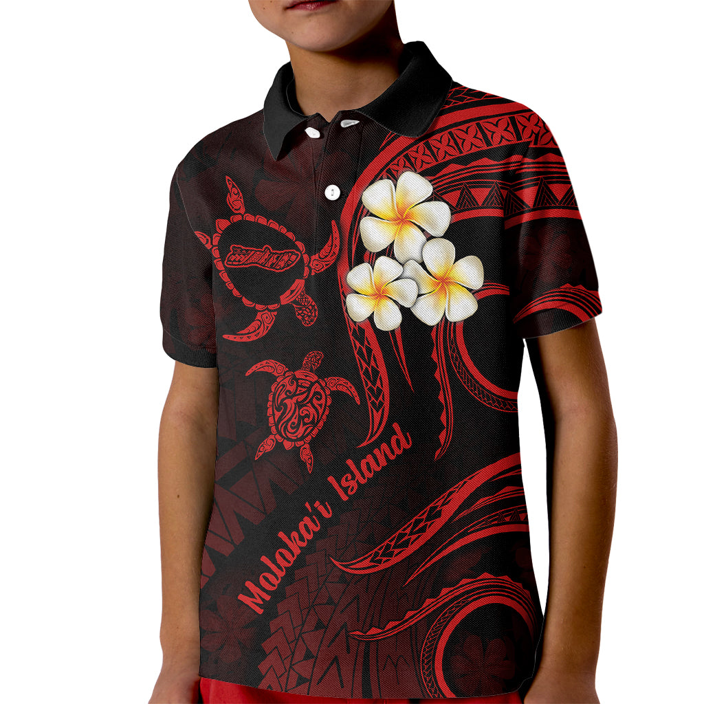 Polynesian Hawaii Kid Polo Shirt Molokai Islands with Pacific Plumeria Red Vibe LT9 Kid Red - Polynesian Pride
