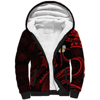 Polynesian Hawaii Sherpa Hoodie Molokai Islands with Pacific Plumeria Red Vibe LT9 Unisex Red - Polynesian Pride