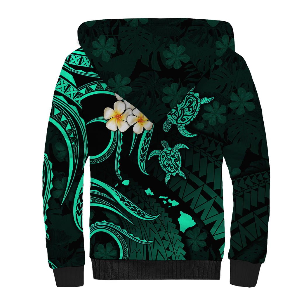Polynesian Hawaii Sherpa Hoodie Molokai Islands with Pacific Plumeria Turquoise Vibe LT9 - Polynesian Pride