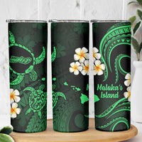 Hawaii Molokaʻi Islands Pacific Plumeria Skinny Tumbler Green Polynesian Tattoo