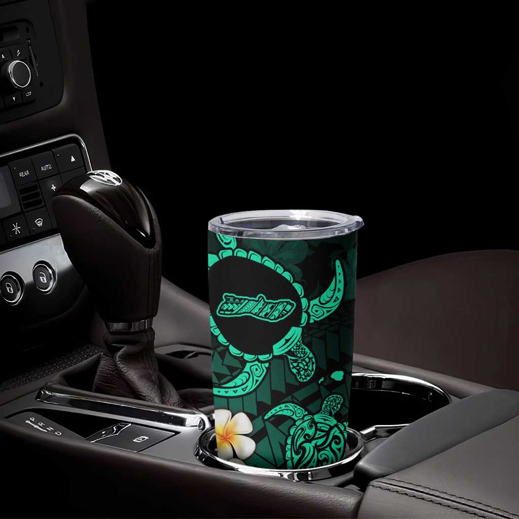 Hawaii Molokaʻi Islands Pacific Plumeria Tumbler Cup Turquoise Polynesian Tattoo