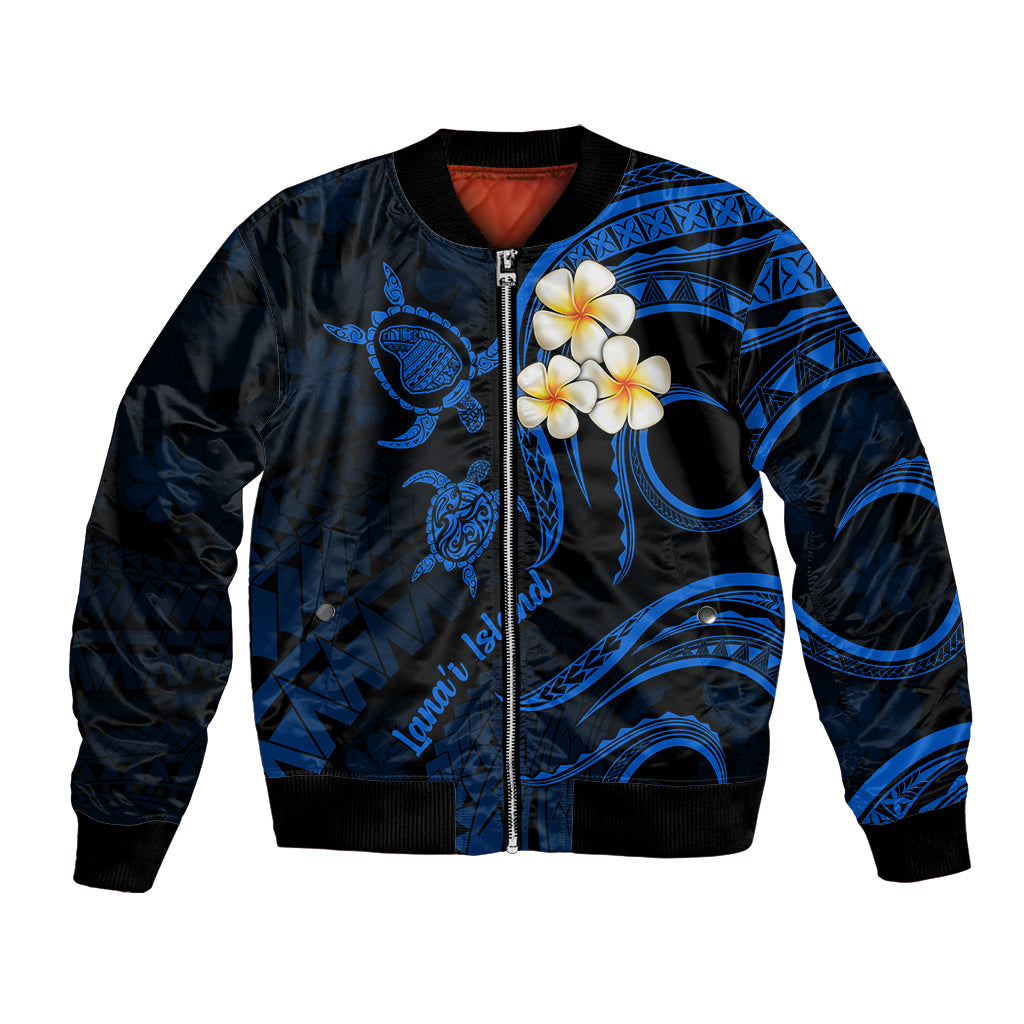 Hawaii Bomber Jacket Lanai Islands Polynesian Sunset Plumeria Blue Vibe LT9 Unisex Blue - Polynesian Pride