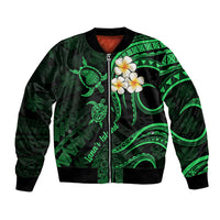 Hawaii Bomber Jacket Lanai Islands Polynesian Sunset Plumeria Green Vibe LT9 Unisex Green - Polynesian Pride