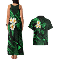 Hawaii Couples Matching Tank Maxi Dress And Hawaiian Shirt Lanai Islands Polynesian Sunset Plumeria Green Vibe LT9 - Polynesian Pride