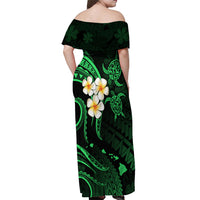 Hawaii Off Shoulder Maxi Dress Lanai Islands Polynesian Sunset Plumeria Green Vibe LT9 - Polynesian Pride