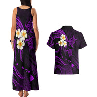 Polynesian Hawaii Couples Matching Tank Maxi Dress And Hawaiian Shirt Lanai Islands with Pacific Plumeria Purple Vibe LT9 - Polynesian Pride