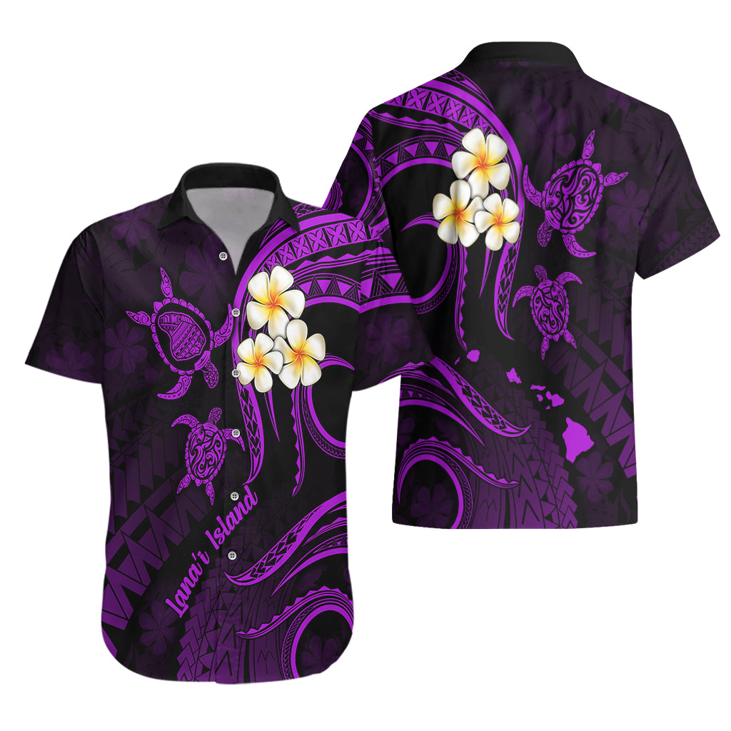 Polynesian Hawaii Hawaiian Shirt Lanai Islands with Pacific Plumeria Purple Vibe LT9 - Polynesian Pride