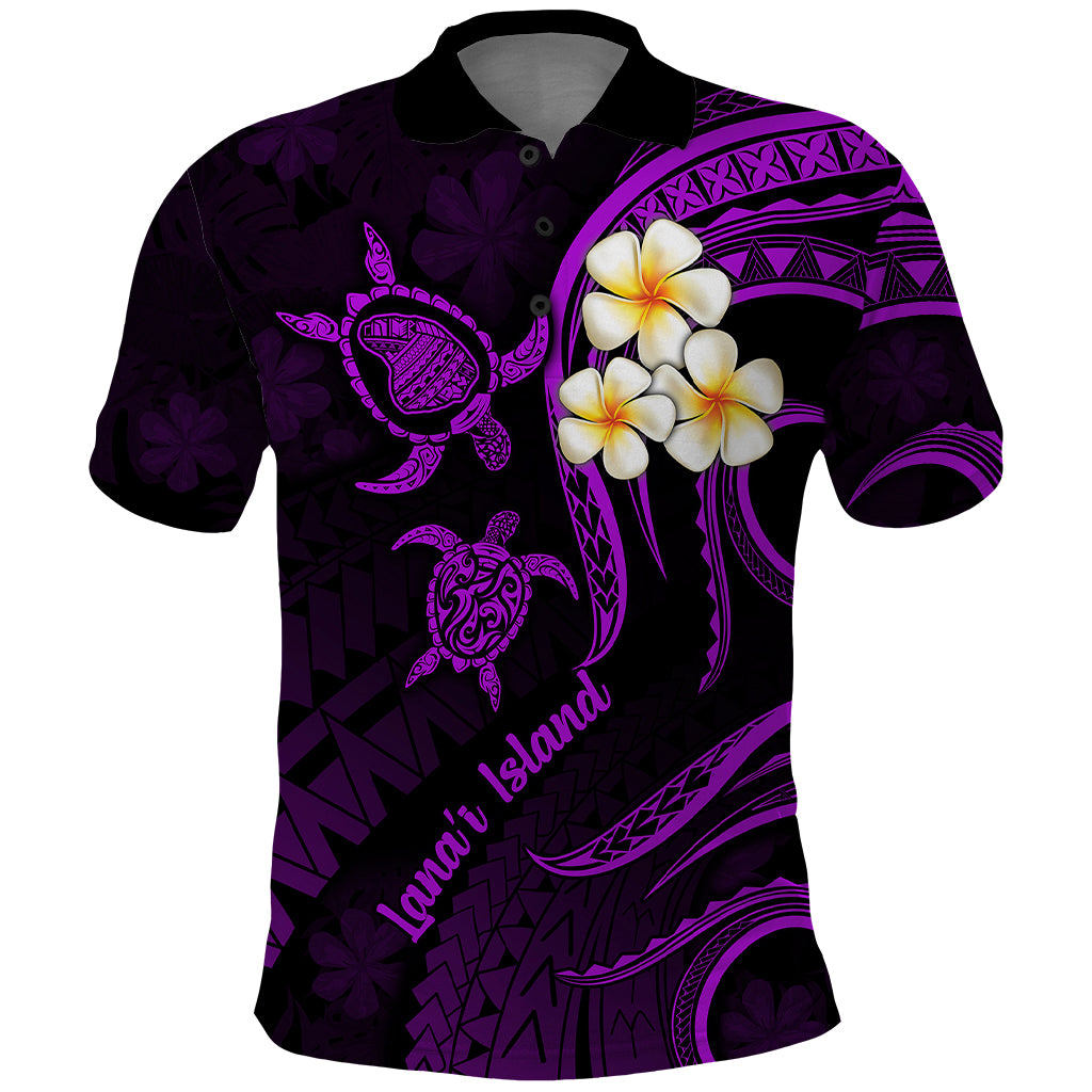 Polynesian Hawaii Polo Shirt Lanai Islands with Pacific Plumeria Purple Vibe LT9 Purple - Polynesian Pride