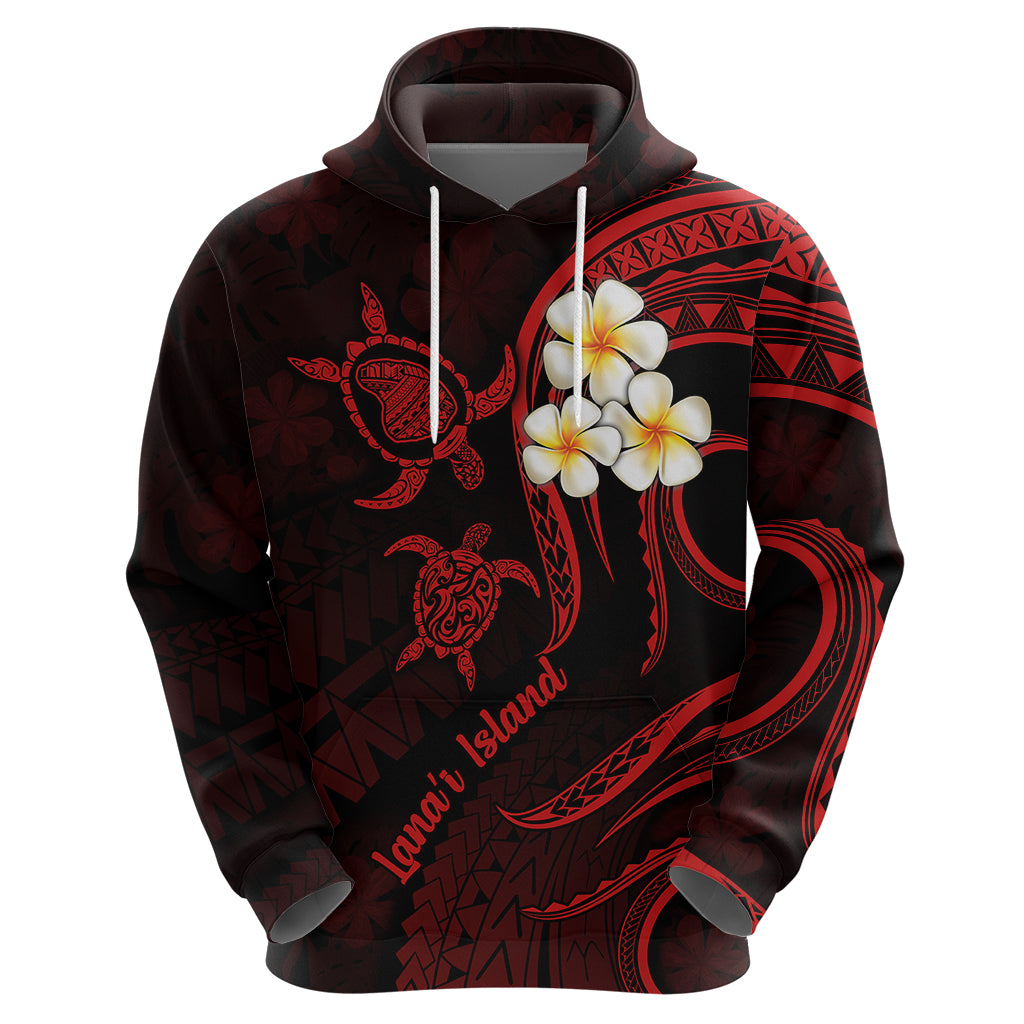 Polynesian Hawaii Hoodie Lanai Islands with Pacific Plumeria Red Vibe LT9 - Polynesian Pride