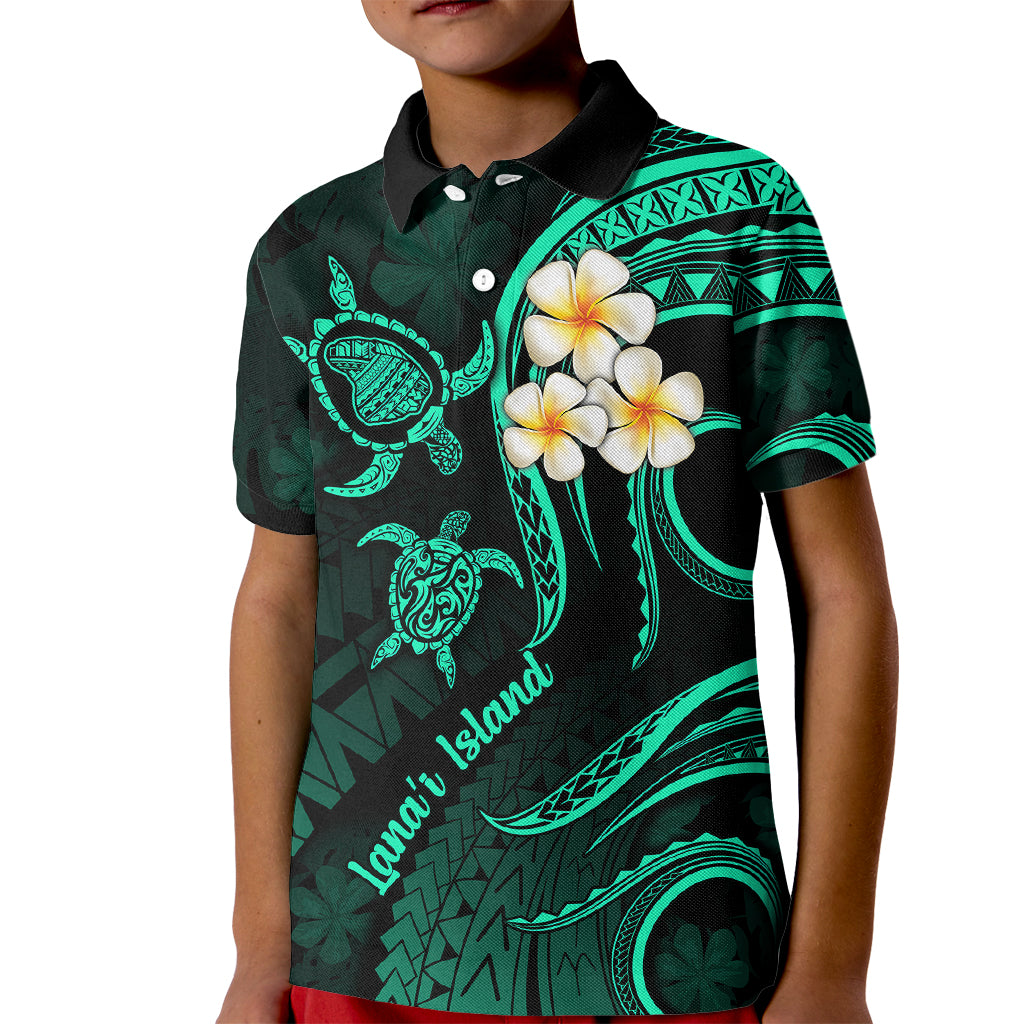 Polynesian Hawaii Kid Polo Shirt Lanai Islands with Pacific Plumeria Turquoise Vibe LT9 Kid Turquoise - Polynesian Pride