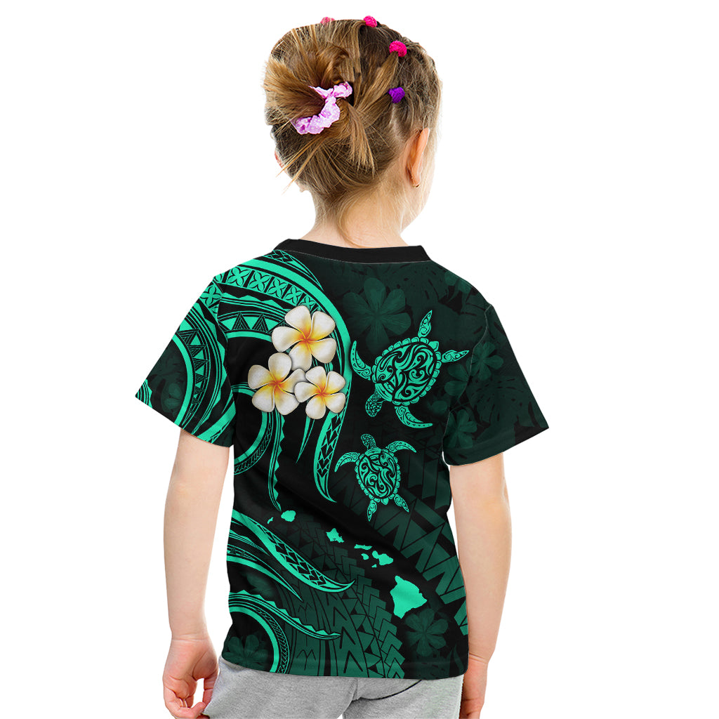 Polynesian Hawaii Kid T Shirt Lanai Islands with Pacific Plumeria Turquoise Vibe LT9 - Polynesian Pride
