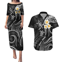Polynesian Hawaii Couples Puletasi Dress and Hawaiian Shirt Lanai Islands with Pacific Plumeria White Vibe LT9 White - Polynesian Pride