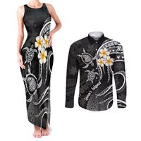 Polynesian Hawaii Couples Matching Tank Maxi Dress and Long Sleeve Button Shirts Lanai Islands with Pacific Plumeria White Vibe LT9 White - Polynesian Pride