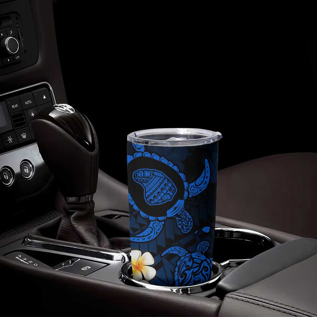 Hawaii Lanaʻi Islands Pacific Plumeria Tumbler Cup Blue Polynesian Tattoo