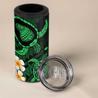 Hawaii Lanaʻi Islands Pacific Plumeria 4 in 1 Can Cooler Tumbler Green Polynesian Tattoo