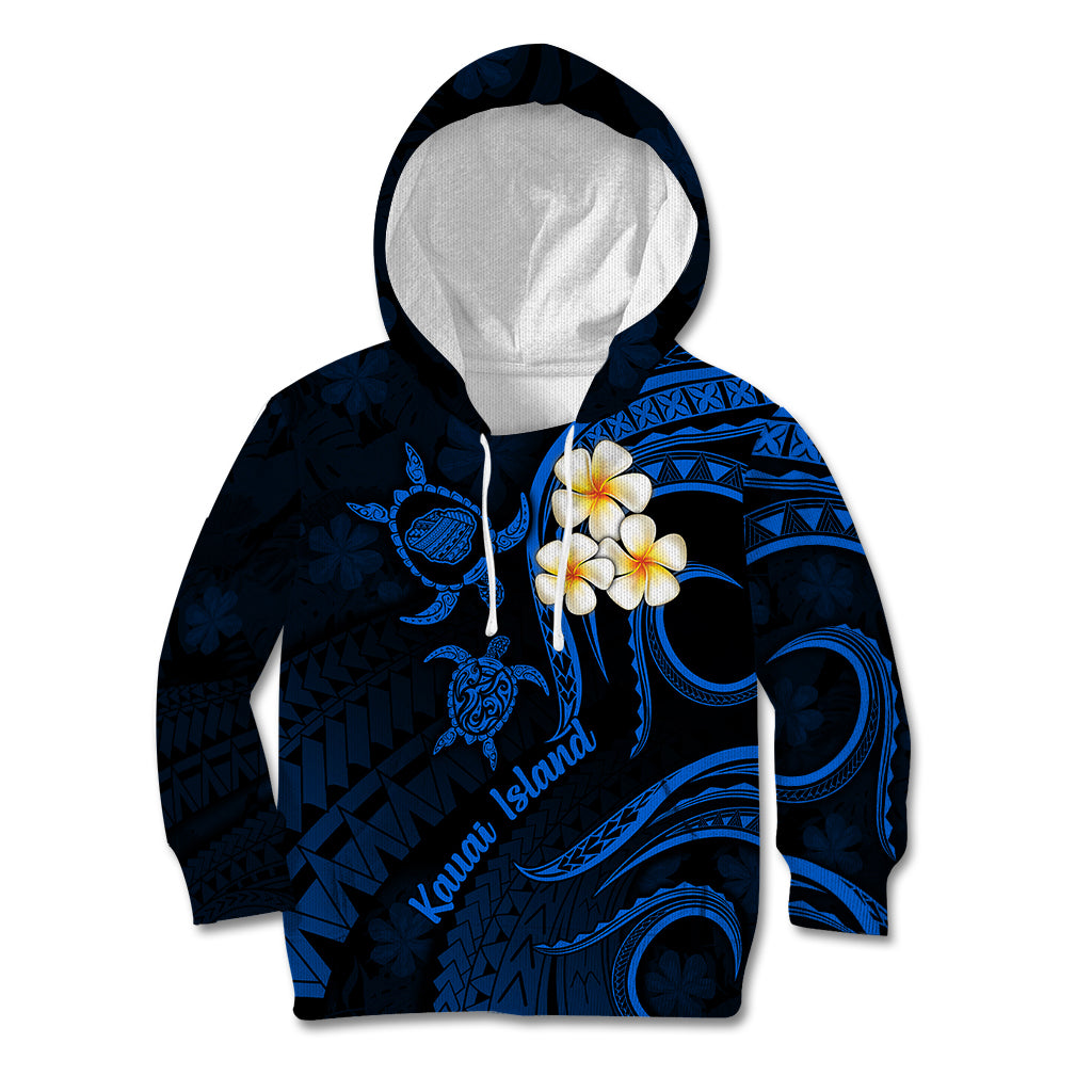 Hawaii Kid Hoodie Kauai Islands Polynesian Sunset Plumeria LT9 Blue - Polynesian Pride