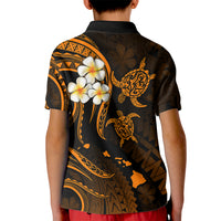 Hawaii Kid Polo Shirt Kauai Islands Polynesian Sunset Plumeria Gold Vibe LT9 - Polynesian Pride