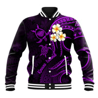 Polynesian Hawaii Baseball Jacket Kauai Islands with Pacific Plumeria Purple Vibe LT9 Unisex Purple - Polynesian Pride